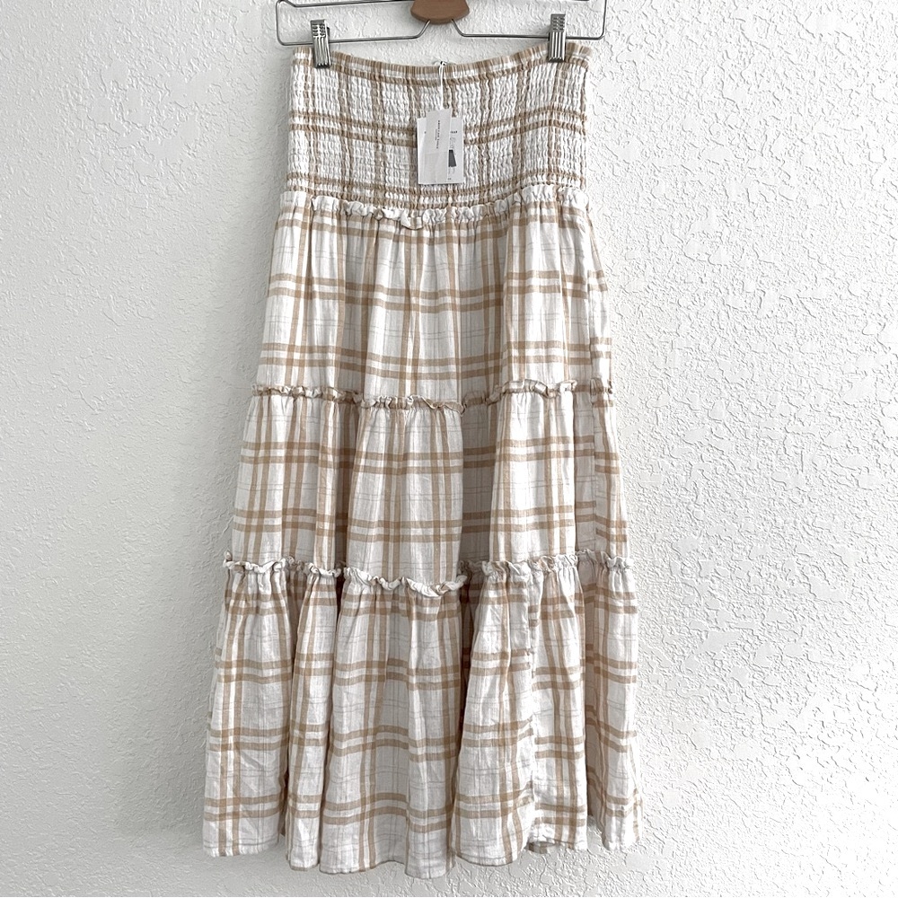 American Eagle Outfitters Plaid Skirt in Cream and Tan